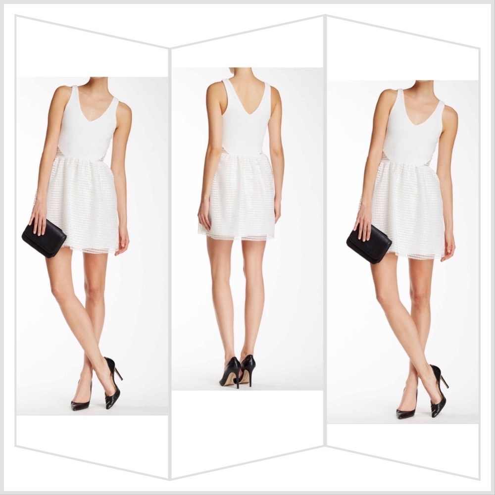 Double V perforated fit and flare dress